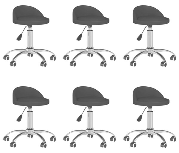 Obrotowe krzesła stołowe, 6 szt., czarne, obite sztuczną skórą