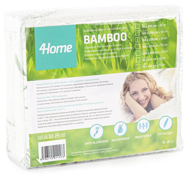 4Home Bamboo Wodoodporny ochraniacz na materac z lamówka, 90 x 200 cm