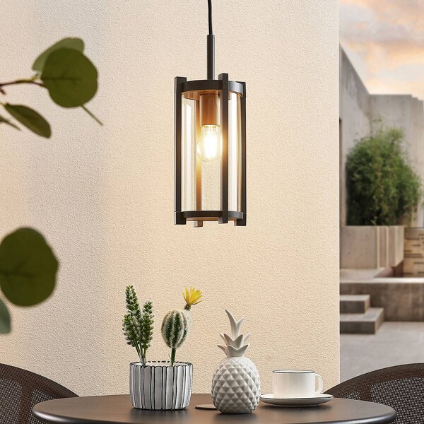 Lampa wisząca zewnętrzna Lucande Brienne, antracyt, aluminium, Ø 15 cm Brienne Lucande, możliwość ściemniania, aluminiowy / szary / cynkowy, aluminium, nowoczesny