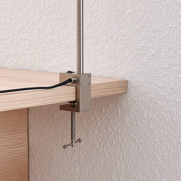 Lampka z klipsem Hanilo Lindby, aluminiowy / szary / cynkowy, biuro, aluminium, nowoczesny