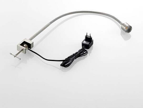 Lampka z klipsem Hanilo Lindby, aluminiowy / szary / cynkowy, biuro, aluminium, nowoczesny