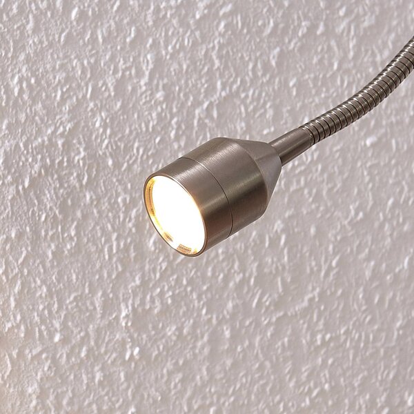 Lampka z klipsem Hanilo Lindby, aluminiowy / szary / cynkowy, biuro, aluminium, nowoczesny