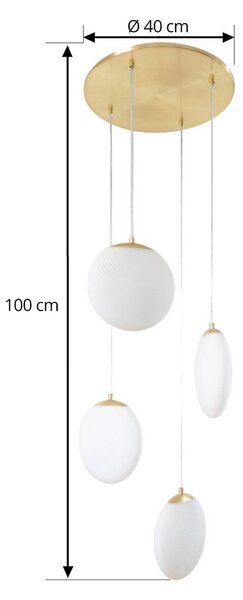 Lampa wisząca szklana Lunelle Lucande, możliwość ściemniania, salon / jadalnia, szkło, nowoczesny