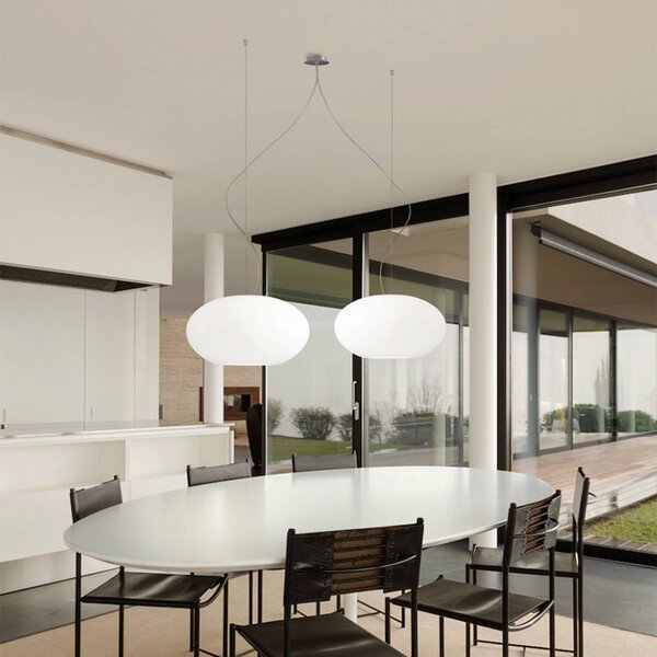 Casablanca Lampa wisząca szklana AIH, możliwość ściemniania, biały / opal, salon / jadalnia, szkło, design
