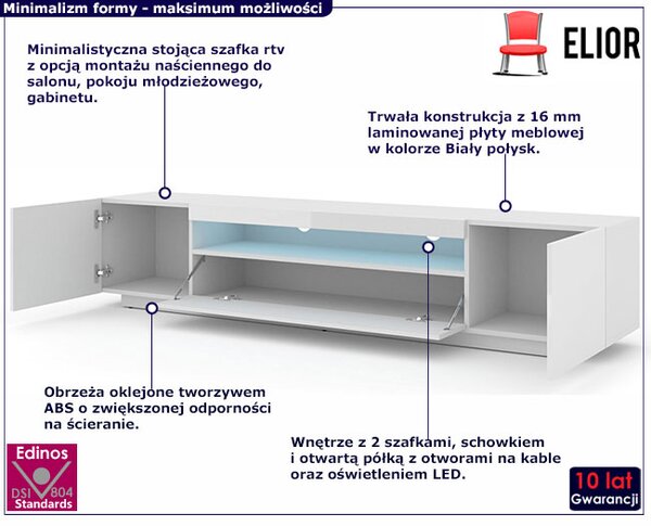 Stojąca lub ścienna szafka rtv biały połysk S8-M53