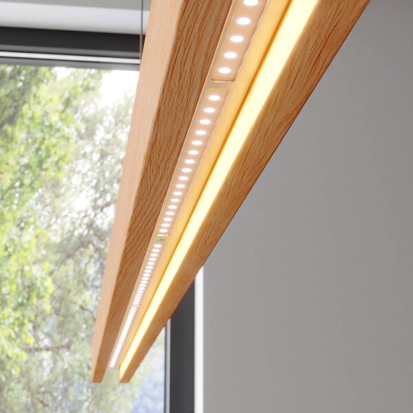 Lampa wisząca Alin Quitani, możliwość ściemniania, jasne drewno, salon / jadalnia, drewno, nowoczesny