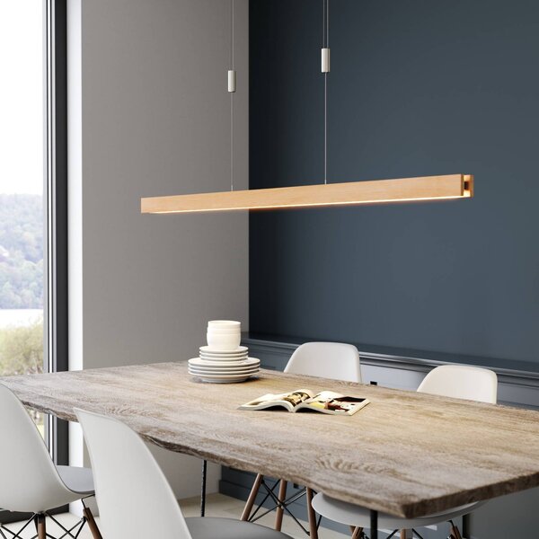 Lampa wisząca Alin Quitani, możliwość ściemniania, jasne drewno, salon / jadalnia, drewno, nowoczesny