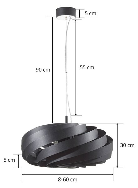 Lampa wisząca Vento Domiluce, możliwość ściemniania, czarny, salon / jadalnia, metal, nowoczesny