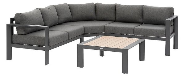 Narożny zestaw aluminiowy VANCOUVER dla 5 osób (antracyt)