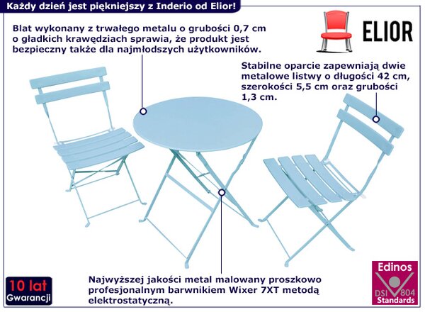 Niebieski rozkładany zestaw ogrodowy B5-K03