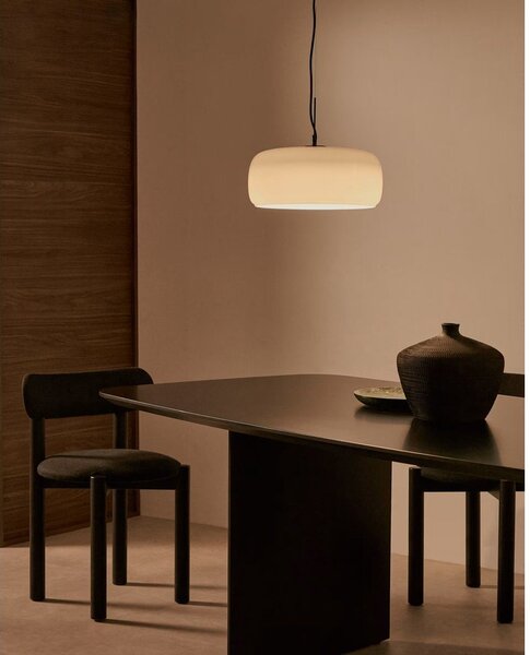 Szarobeżowa lampa wisząca LED ze szklanym kloszem ø 38 cm Reig – Kave Home