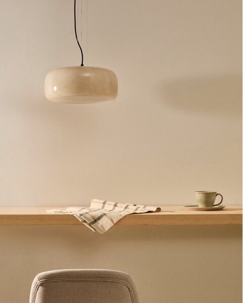 Szarobeżowa lampa wisząca LED ze szklanym kloszem ø 38 cm Reig – Kave Home