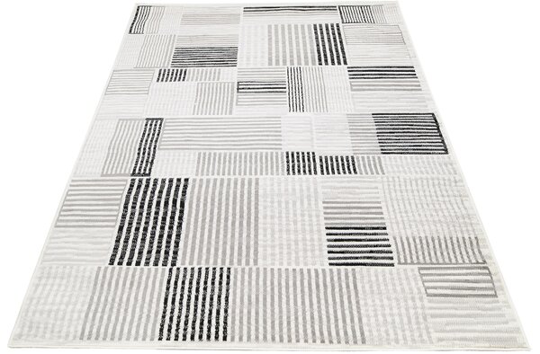 Nowoczesny popielaty dywan w geometryczny wzór - Amox 10X