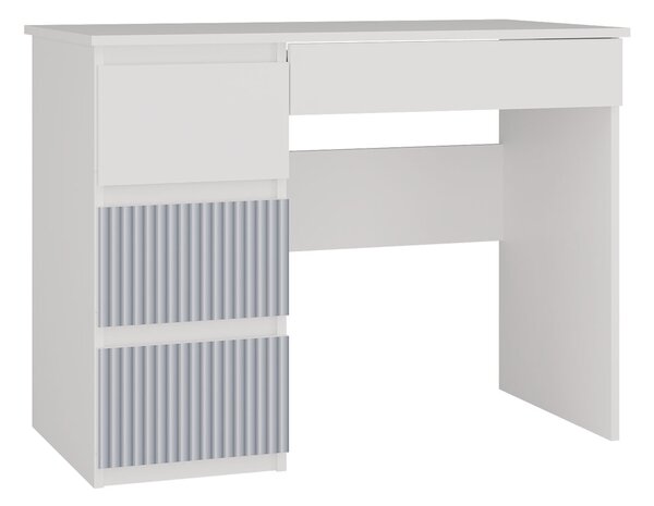 Lewostronne biurko z szufladami dla 6 latka, dla przedszkolaka biały + niebieski - Arsa 4X