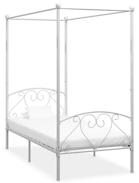 Białe metalowe łóżko z baldachimem 100x200 cm Z2-H60
