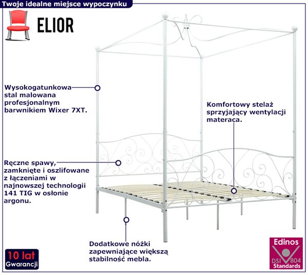 Białe metalowe łóżko rustykalne 140x200 cm G2-R94