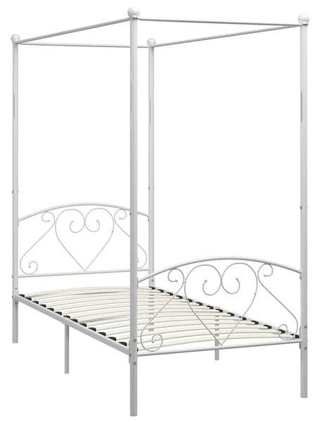 Białe metalowe łóżko z baldachimem 90x200 cm - Elox