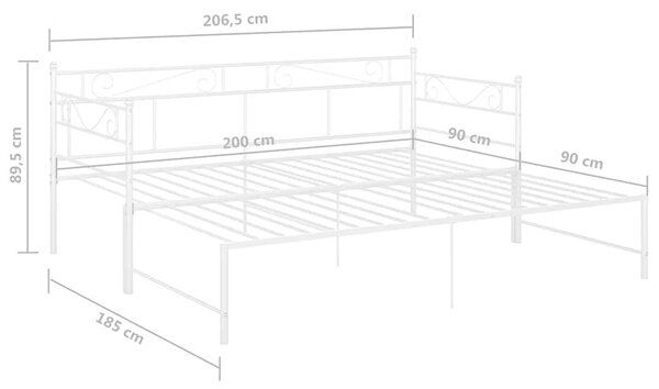 Białe metalowe łóżko rozkładane 90x200 cm D4-D76