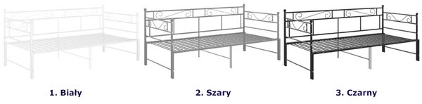 Szare metalowe łóżko rozkładane 90x200 cm M8-T14