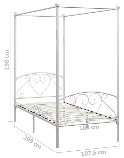 Białe metalowe łóżko z baldachimem 100x200 cm Z2-H60