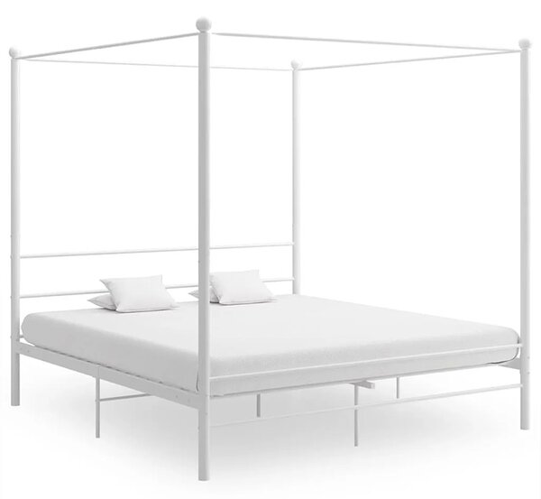 Białe metalowe łóżko małżeńskie 180x200 cm N6-T02
