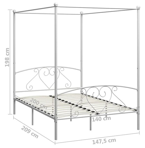Białe metalowe łóżko w stylu rustykalnym 140x200 cm C1-H05