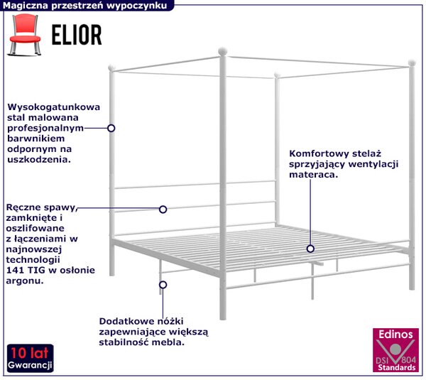 Białe metalowe łóżko małżeńskie 180x200 cm N6-T02