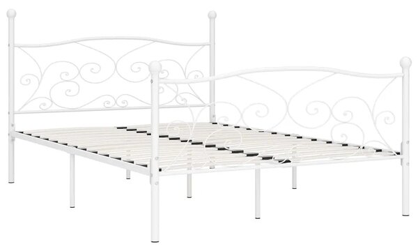 Białe metalowe łóżko z zagłówkiem 140x200 cm - Tulvos