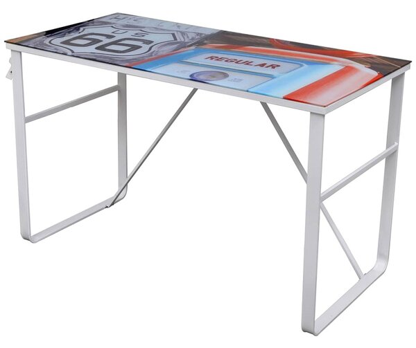 Białe biurko ze szklanym blatem - Owello 3X