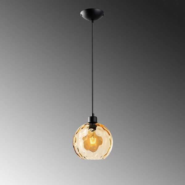 Lampa wisząca szklana Benek Opviq, możliwość ściemniania, żółty / pomarańczowy, salon / jadalnia, szkło, młodzieżowy