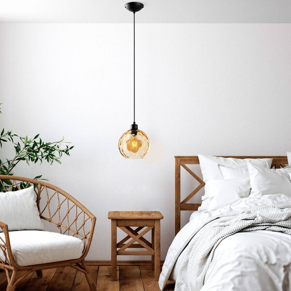 Lampa wisząca szklana Benek Opviq, możliwość ściemniania, żółty / pomarańczowy, salon / jadalnia, szkło, młodzieżowy
