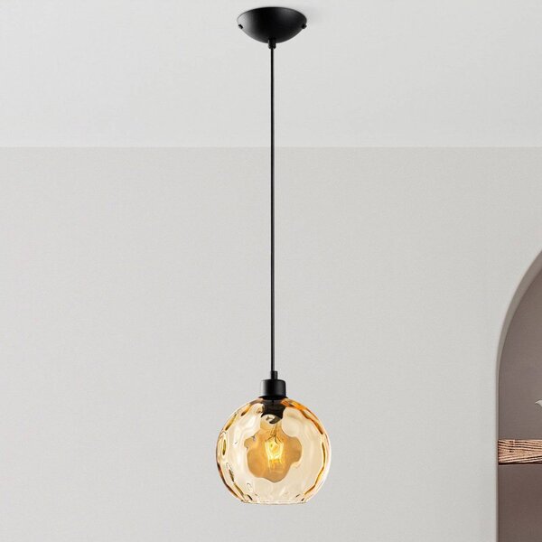 Lampa wisząca szklana Benek Opviq, możliwość ściemniania, żółty / pomarańczowy, salon / jadalnia, szkło, młodzieżowy