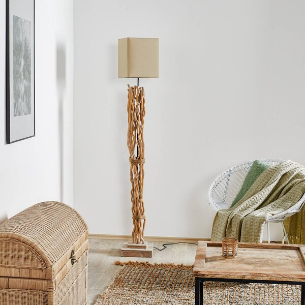 Lampa stojąca Marica ONLI, kremowy / amber, salon / jadalnia, tkanina / materiał / jedwab