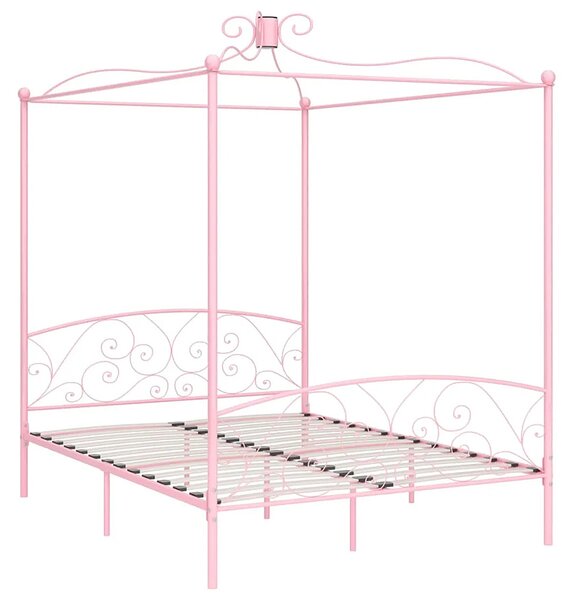 Różowe małżeńskie łóżko rustykalne 160x200 cm - Orfes