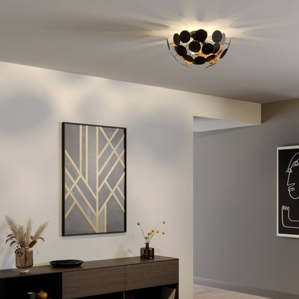 Lampa sufitowa Kinan Lindby, możliwość ściemniania, czarny, salon / jadalnia, tworzywo sztuczne, nowoczesny