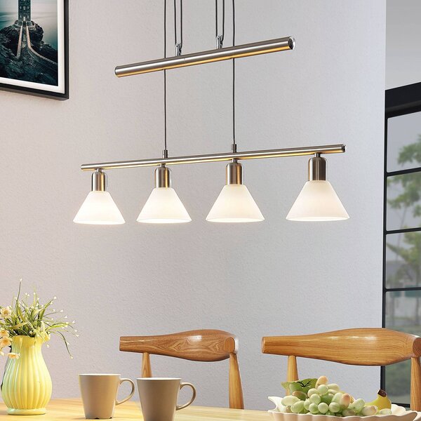Lampa wisząca Delira Lindby, możliwość ściemniania, aluminiowy / szary / cynkowy, salon / jadalnia, metal, nowoczesny