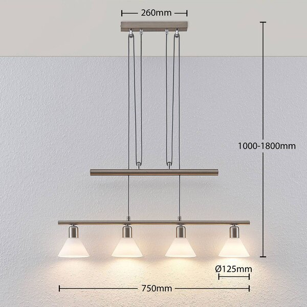 Lampa wisząca Delira Lindby, możliwość ściemniania, aluminiowy / szary / cynkowy, salon / jadalnia, metal, nowoczesny