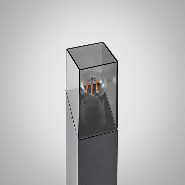 Słupek oświetleniowy Fiola Lucande, możliwość ściemniania, czarny, aluminium, nowoczesny