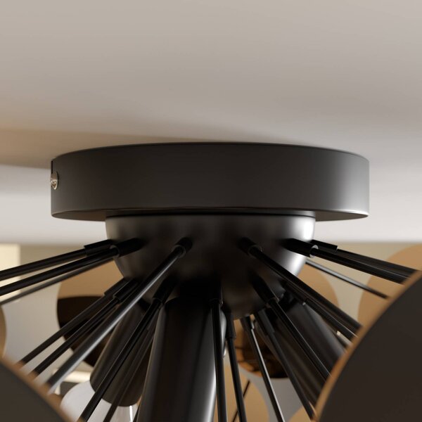 Lampa sufitowa Kinan Lindby, możliwość ściemniania, czarny, salon / jadalnia, tworzywo sztuczne, nowoczesny