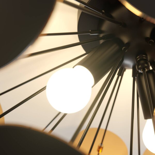 Lampa sufitowa Kinan Lindby, możliwość ściemniania, czarny, salon / jadalnia, tworzywo sztuczne, nowoczesny