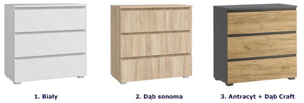 Komoda z 3 szufladami dąb sonoma 80 cm F8-K40