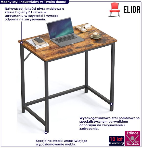 Industrialne rustykalny biurko komputerowe brąz C1-K94