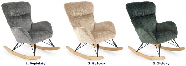 Popielaty tapicerowany fotel bujany R4-M65
