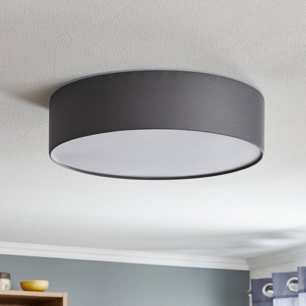 Lampa sufitowa Rondo TK Lighting, możliwość ściemniania, aluminiowy / szary / cynkowy, sypialnia, tkanina / materiał / jedwab, nowoczesny