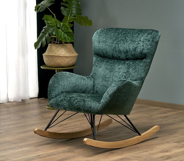 Popielaty tapicerowany fotel bujany R4-M65