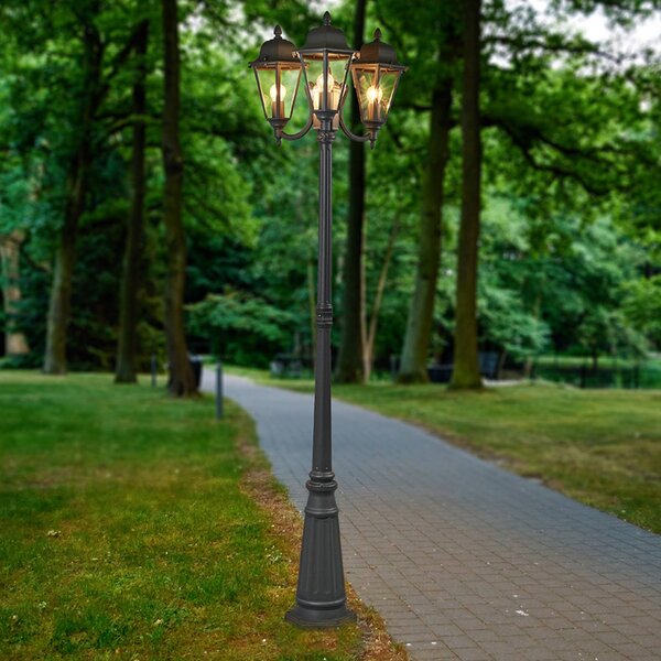 Lampa zewnętrzna Lindby Edana, 212 cm, 3-punktowa, antracytowa, E27, IP44 Edana, czarny, aluminium, nowoczesny
