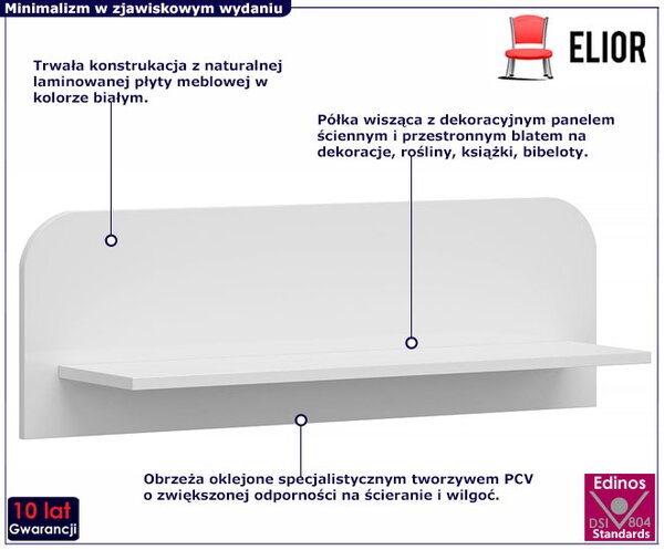 Biała nowoczesna półka ścienna 90 cm A3-G04