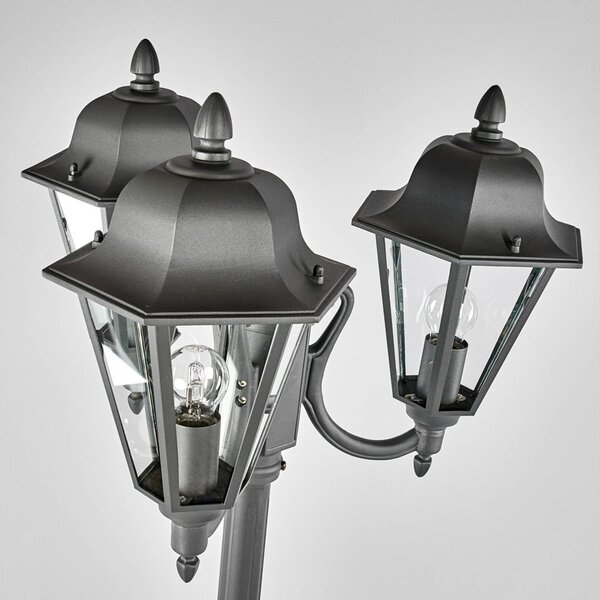 Lampa zewnętrzna Lindby Edana, 212 cm, 3-punktowa, antracytowa, E27, IP44 Edana, czarny, aluminium, nowoczesny
