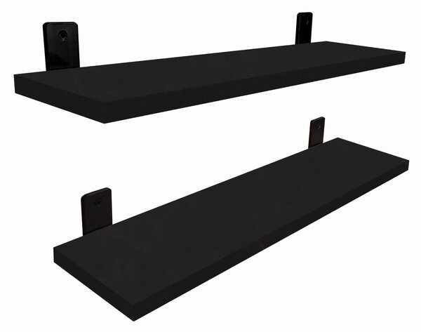 Dwie czarne półki ścienne w klasycznym stylu 50 cm - Yolik 3X