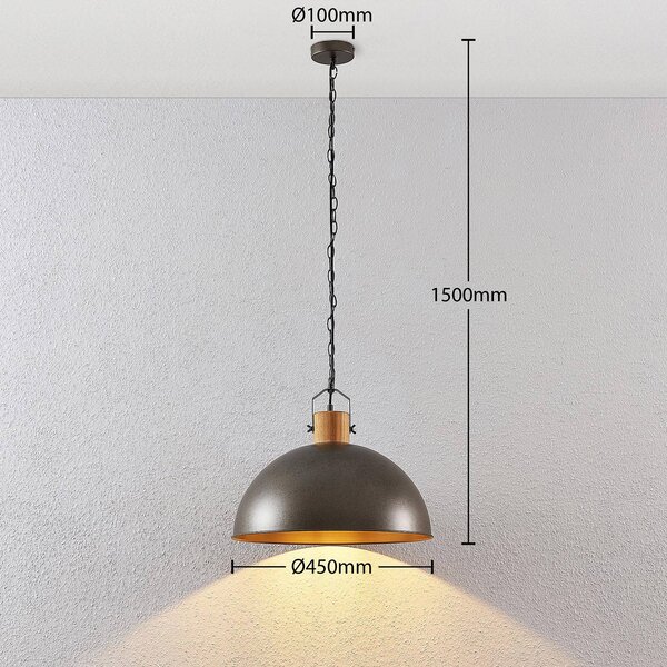 Lampa wisząca Holgar Lindby, możliwość ściemniania, zielony, salon / jadalnia, metal, industrialny